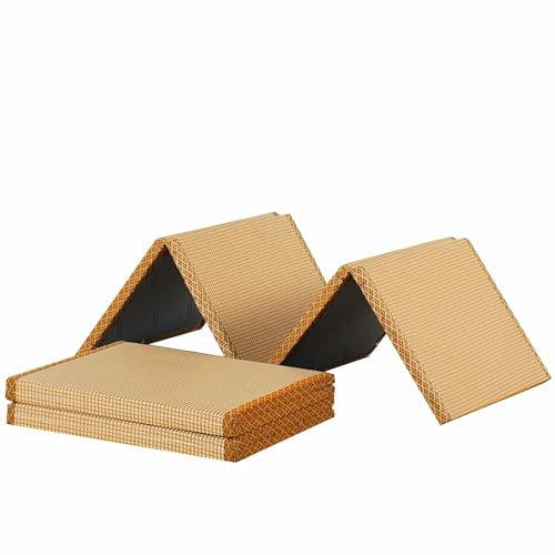 LINSGV Japansk tatami-matta vikbar futon hopfällbar madrass brunt rush gräs golvmatta vikbar säng med madrass för användning, bra för meditation, yoga, zen-rum, tår (120 x 200 cm)