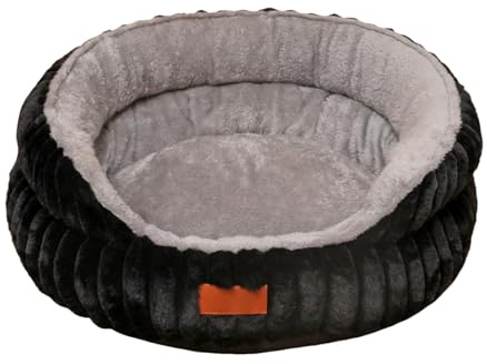 Mateju Hundebett Flauschig Donut, Runden Plüsch Haustierbett Katzenbett Flauschig Weiche Warme Hundekissen mit rutschfest Unterseite Katzenkissen für Mittelgroße Kleine (Schwarz,60cm)