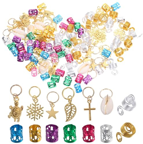 Alipis 150 pièces Dread Beads Set Anneaux Cheveux Tresse Colorés Accessoires DIY Bijoux pour Femmes et Filles Festival