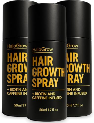 HaloGrow Haarwuchs-Spray 3er-Pack – Haarpflege für Frauen & Männer | Unterstützt kräftigeres, voller aussehendes Haar | Mit Biotin, Koffein, Rizinusöl & Aminexil | 3-Monatsvorrat