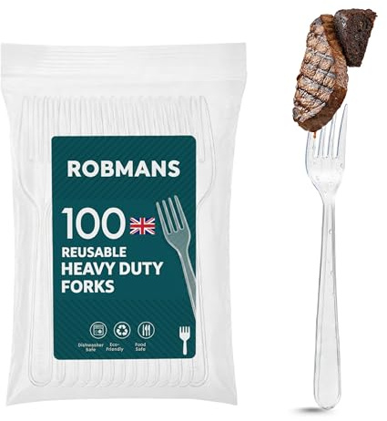 Reusable Plastic Forks 100 Pack – Heavy Duty BPA Free Clear Forks, Dishwasher Safe Washable Plastic Fork Set for Home Kitchen Dining, Durable Reusable Cutlery for Everyday Meals