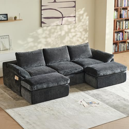 Vamcheer Modular Sofa U Form, Boneless Couch Schlaffunktion, Grau 269 cm