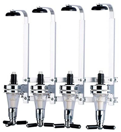 ZESHGON 4 Bottle Wall Fixing Bottle Bracket, Wine Dispenser Drinks Stand for Home Kitchen Bar(Silver)