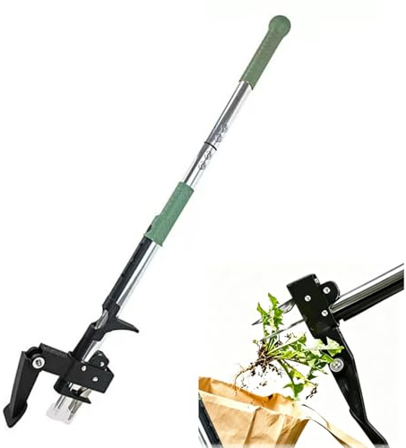 JNYYGSALL 102 cm ogräsborttagare verktyg, stående ogräsuppdragare rotborttagare med rostfritt stål 4 klor och fotpedal, långt handtag tungt ogräsverktyg utan böjning för trädgård, gräsmatta och