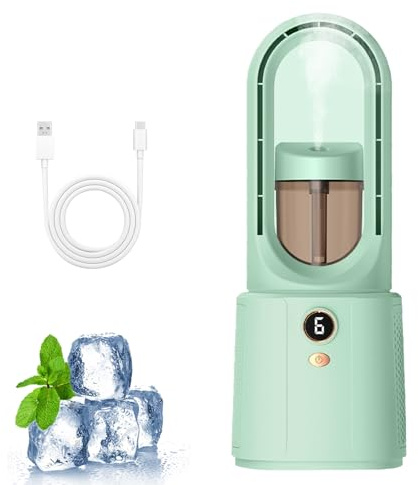 Cooling Fan, Silent Air Cooler with Humidifier & Colorful Night Light, 6 Adjustable Speeds, Portable Conditioner for Office, Bedroom, Nightstand