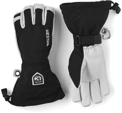 Hestra Ski Gloves: Army Leather Heli Leather Cold Weather Powder Gloves, Black, 7