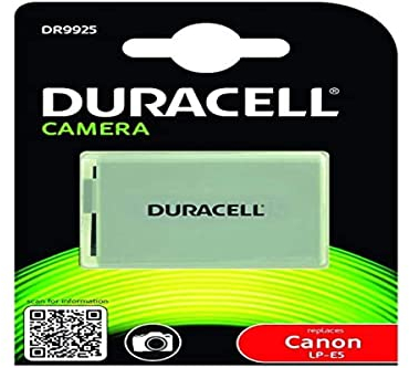 Duracell DR9925 Premium Analog Canon LP-E5 Battery for EOS 450D 500D 1000D Li-Ion 7.4V 1020mAh, White