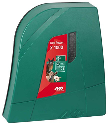 AKO Duo Power X 1000, Weidezaungerät Classic, 12/230 V Duo Gerät, Input Joule: 1.60 J, max. Spannung: 10.500 V, für Zäune bis 10 km, 5 Jahre Garantie, Made in Germany