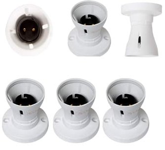 Bayonet Batten White Ceiling Lamp Holder BC B22 Light Bulb Socket Lamp Fitting-3Pack