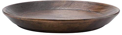 Sólido Color Oscuro Bandeja de Fruta de Madera Comida Redonda Bandeja de Servir Té Desert Cake Plato Plato para el Hogar(15cm)