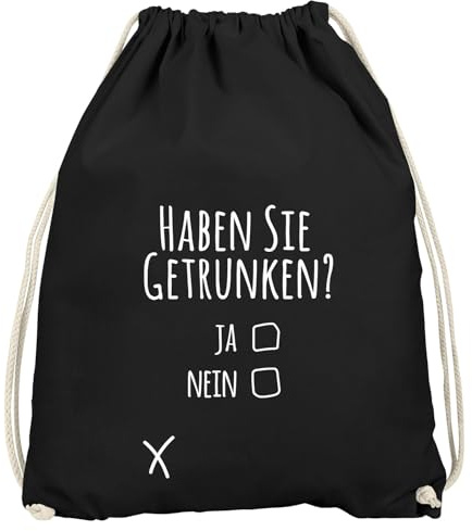 MoonWorks® Turnbeutel mit Spruch Zwei Alkohol bitte lustiger Turnbeutel Saufen Bier Party Schwarz unisize
