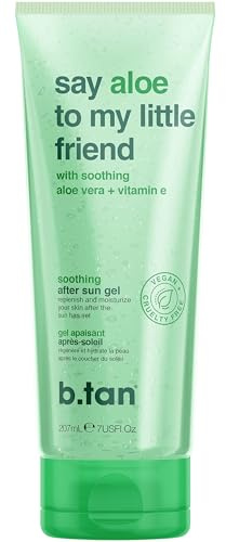 b.tan After-Sun-Gel mit Aloe Vera | Say Aloe To My Little Friend – beruhigendes After-Sun-Gel mit Aloe Vera und Vitamin E, regeneriert, spendet Feuchtigkeit, verhindert das Schälen der Haut, 207 ml
