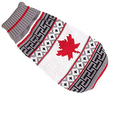 Warmer Puppuy Hundepullover Winter Haustierkleidung für kleine Hunde Katze Pullover Kleidung Kostüm,Kanadische Flagge,8