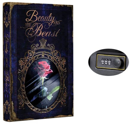 Gefälschte Buchbox - Kleiner Safe mit Zahlenschloss - Versteckter Safe in Sichtweite - Umleitungssafe - Geheime Tresore (Beauty Beast) (X-Large)