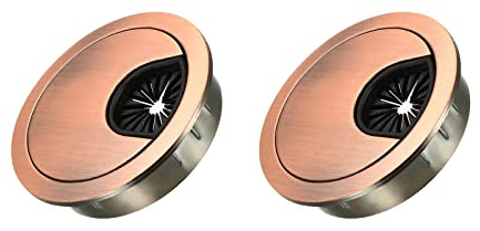 METALLIXITY Cable Cord Grommet (50mm/1.97) 2Pcs, Zinc Alloy Round Cable Hole Cover Wire Organizer - for Home Desk Cable Wire Management, Red Bronze