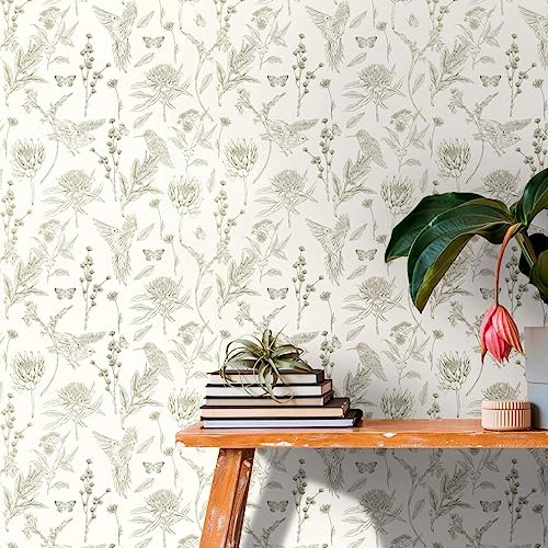 A.S. Création Blumentapete Weiß Grün - Tapete Wohnzimmer Schlafzimmer 394293 - Vliestapete Dschungel - 10,05 m x 0,53 m für 5,33m² - Made in Germany
