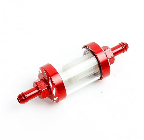 VrAre Motorrad Filter Motorrad-Glas-Gas-Kraftstofffilter Aluminiumlegierungs-Glas-Gasfilter Motorrad-Gas-Benzin-Filter (Color : Red)