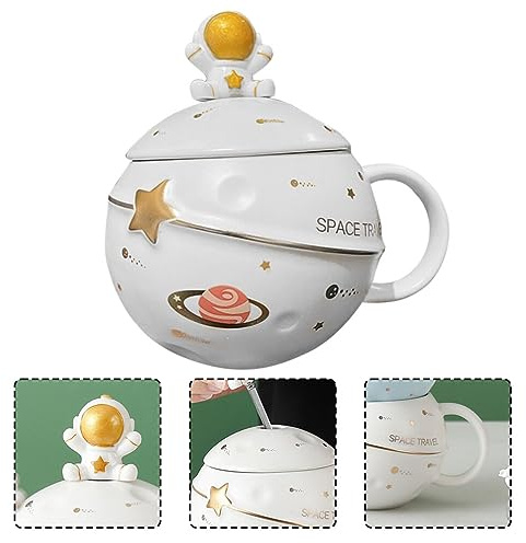 BESTonZON 1 Jeu Tasse Rétro Vintage Gobelets Blancs Verres à Eau Anciens Gobelet Sur Le Thème De L'espace Manquer Céramique Articles De Fête Blanche