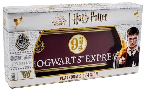 Harry Potter Platform 9 3/4 Replica Metal Sign with Display Stand – Red Decor Plaque for Home Decoration, For Harry Potter Fans and Collectors