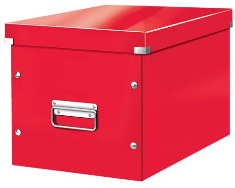 Leitz WOW Stor Förvaringslåda, Click & Store-serien, Stor Förvaringskub, Röd, 61080026