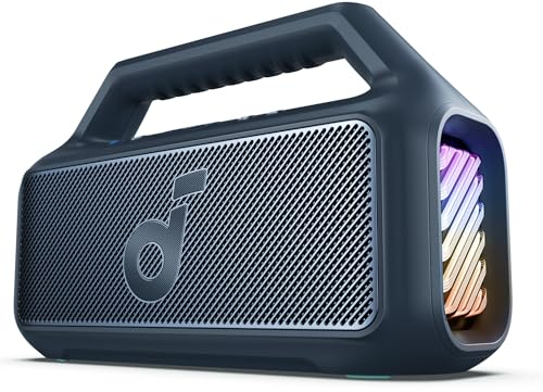 soundcore Anker Boom 2 Bluetooth Speaker, Outdoor Speaker with 80W, Subwoofer, BassUp 2.0, 24H Playtime, IPX7 Waterproof, Floatable, RGB Lights, Custom EQ, USB-C, Portable for Camping, Beach, Garden