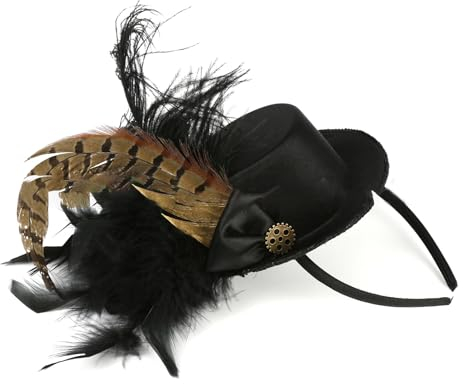SAKEIOU Vintage Fascinator Zylinder, Exquisite Ausrüstung für Teeparty, Hochzeit, Kostüm, Pillbox-Hut, Damen-Kopfbedeckung für Halloween