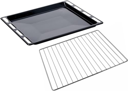 N2 ELECTROITALY Kit Leccarda + Griglia per Forno, Compatibile con Ariston Hotpoint Whirlpool, Dimensioni: 447x365 (mm) Ricambi Originali, Modelli Compatibili ACMK6121 BS53X CP757GT Nero