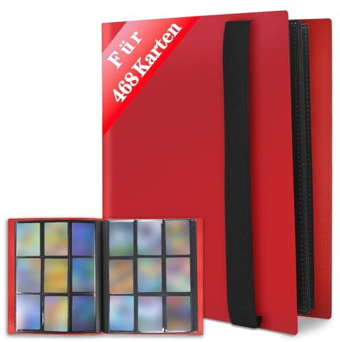 JUSONEY Sample map Album - 468 Pockets Sample Album 26 Seiten Pro 9 Pocket Mi wasserdichte Rot Buchdeckel, Perfect Sample von Karten f r MTG Magic, fr Match Atta (Rot)