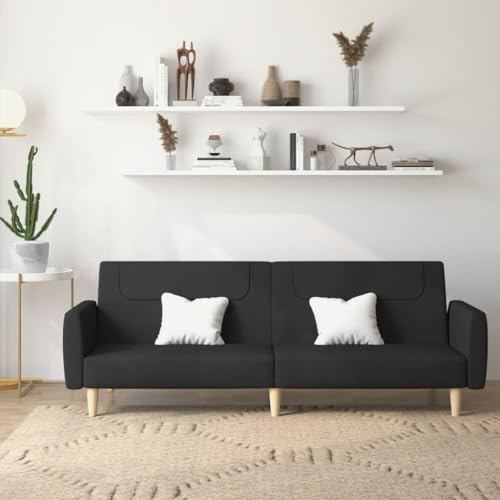 Homgoday Schlafsofa 2-in-1 Schwarz - Bequem, Stabil, für Wohnzimmer & Büro - Maße: 220x84,5x69 cm Model375786