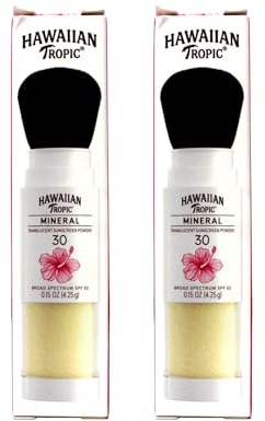 Hawaiian Tropic Mineral Powder Sunscreen Brush SPF 30, 0.15 oz (Pack of 2)