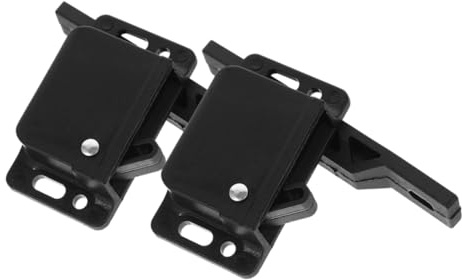 ULTECHNOVO Loquet de Porte de Camping-Montage Latéral, Lot de 2, Abs Noir | Montage Latéral, Structure Simple, Installation Facile, Ouverture sans Effort, Usage pour Armoire, Tiroir, Meuble