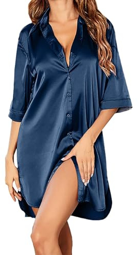Chemise De Nuit Femme Coton Été - Nuisette Cotton L’été - Robe De Pyjama Décontractée - Dress Ample - Manche Courte - Femme - Vêtement De Détente Antistatique - Fond De Robe Blanc