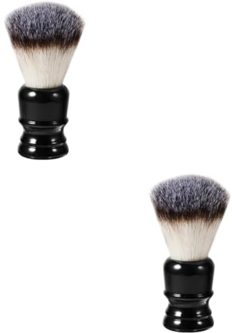 WOONEKY 2stücke Bartpinsel Nylon Mit Resin-griff Tragbares Und Pflegewerkzeug Für Reinigen Und Von Und Schnurrbart Schwarz
