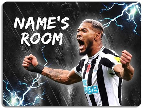 Personalised Joelinton Bedroom Door Sign Football Legend Room Name Plaque Children's Boys Newcastle Football Player Kids Birthday Gift NLD34