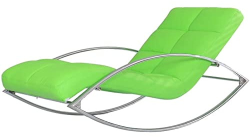 Tiiiopkvvv Einzelnes Ledersofa, Schaukelstuhl, Metall, faules Sofa, Lounge, Terrasse, Liegestuhl (Farbe: mehrere Farben erhältlich) (grün)