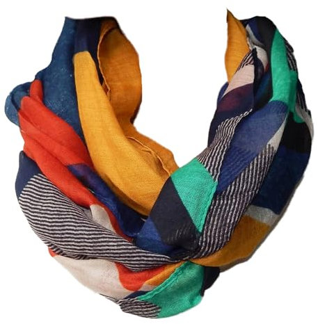 GIL-DESIGN XXL LOOP SCHAL SCHLAUCHSCHAL RUNDSCHAL HALSTUCH TÜCHER AUSWAHL HERBST WINTER 2023-2024 (Verschiedene Muster Blau Schwarz Rot Senf 39)