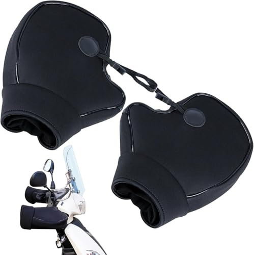 Motocicleta Manillar Guantes, 1 par de guantes impermeables for manillar de bicicleta, resistentes al viento, con cordón, forro polar grueso, manguitos for manillar de moto de nieve, calentadores de m