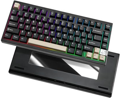 YUNZII AL75 PRO 75% Drahtlose Gaming-Tastatur, BT/2.4G/Wired Mechanische Aluminium-Tastatur mit PBT-Tastaturen, Gasket Mounted Hot Swap RGB Custom Tastatur für Mac/Win (Black, Blue Grey Tactile)
