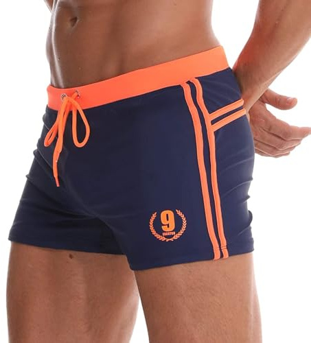 Arcweg Badehose Herren Eng Kurz Badeshorts mit Tunnelzug Schwimmhose Wassersport Kurze Hose UV Schutz Jungen Schwimmwear Schulschwimmen Orange XXL（EU
