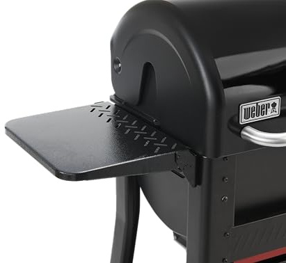 Weber Searwood 600/600XL Pellet-Beistelltisch – klappbare Seitenablage fügt 1,3 cm² Arbeitsfläche hinzu und hält 18 kg | Klappbarer Beistelltisch für 200 m². In Arbeitsplatz und hält 18 kg