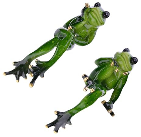 HANABASS 2stücke Romantische Froschfigurenset Aus Harz Realistische Gartendekoration Indoor Ornament Für Wohnzimmer Büro Schlafzimmer Weihnachten Und Valentinstag