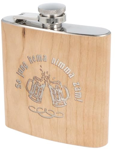 Spruchreif | Flachmann So jung kema nimma zam! mit Bierkrügen | Gravierter Edelstahl-Hip Flask | 170 ml (6 OZ) | Lustiges Männergeschenk für Feiern, JGA & Geburtstag | 12 x 10 x 3 cm