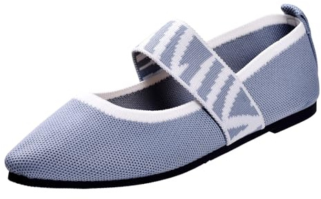 Harssidanzar Ballerine da Donna Lavabili Slip On Scarpe Piatte in Maglia, comode Mary Jane,RL002EU,Grigio,Taglia 37