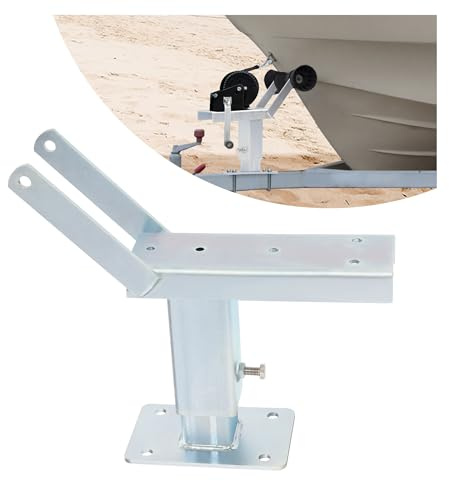 WUTIST Support de treuil de remorque de bateau réglable en hauteur - Pièces universelles pour bateaux à moteur, bateaux en caoutchouc et bateaux de pêche - Acier argenté galvanisé