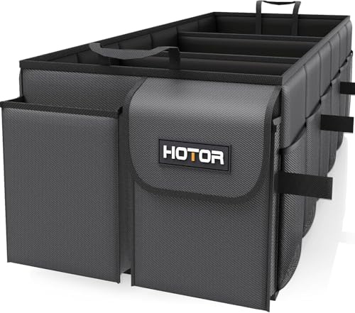 HOTOR Kofferraum Organizer – Faltbarer Auto Kofferraum Organizer 2 Fächern | Stabiler Auto Organizer für SUVs, Schwarzer Kofferraumtasche Verstärkt und Stabil Faltbox, 90.0 x 36.0 x 27.0 cm