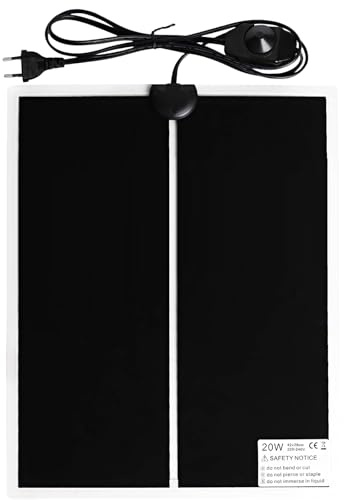 Heizmatte Pflanzen, Heizmatte Terrarium mit Thermostat (28*42cm, 20W) | Europäischer Stecker, Wasserdicht, Einstellbare Temperatur (0-35 Grad), für Reptilien, Amphibien