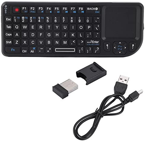 FAUOSWUK Minitangentbord, Lätt 2,4 GHz Trådlöst Tangentbord med Styrplatta, Bärbart Bakgrundsbelyst, Laddningsbart, Plug and Play för HTPC 360 ONE PC, HTPC, Bärbar Dator