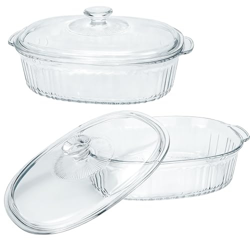 2er Set Auflaufformen mit Deckel und Griff 1,9 L&3,0 L Ofen und Mikrowelle