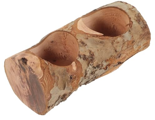Veemoon Gamelle pour Hamster en Bois Naturel à Double Ouverture Horizontale, Bol Résistant et Lavable, Bol Alimentaire Stable pour Petits Animaux, Adapté aux Hamsters, Gerbilles
