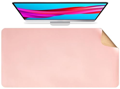 Große Kork Schreibtischunterlage, Doppelseitige Maus- und Tastaturunterlage aus Korkleder, Rutschfeste leicht zu reinigende Computerunterlage für Zuhause(Pink,90x45cm)
